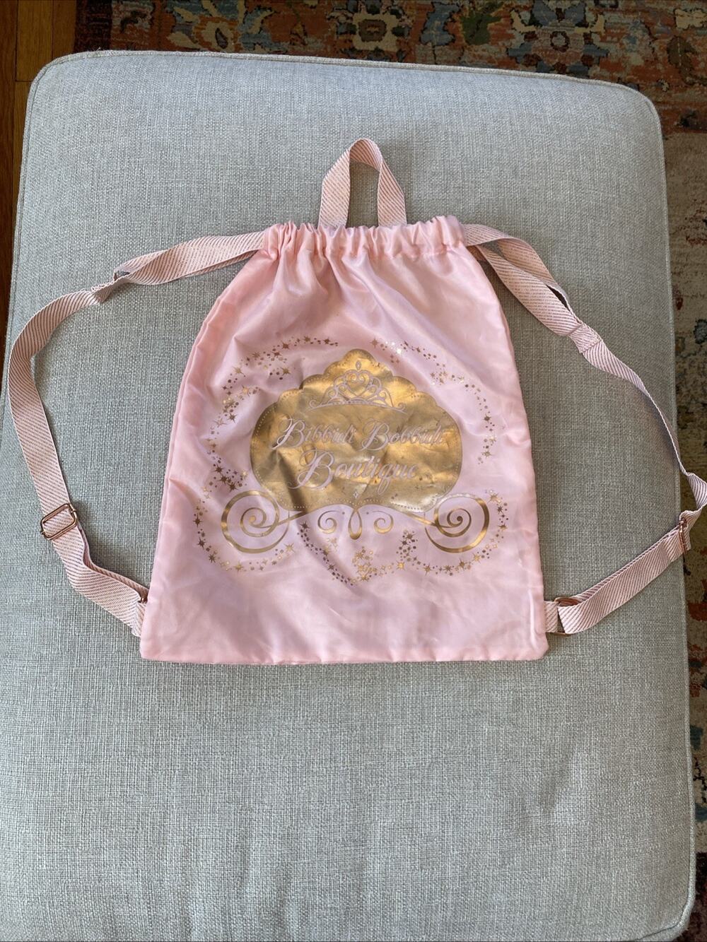 Disney Parks Bibbidi Bobbidi Boutique Pincess Pink Drawstring Backpack Bag